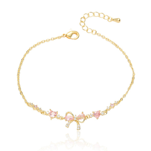 Bow Simple Zircon Niche Necklace Ring Bracelet
