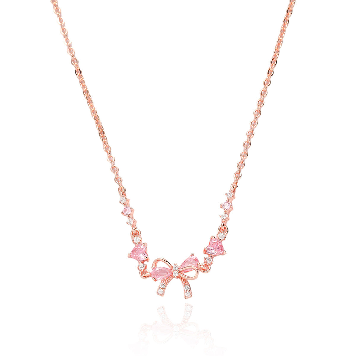 Bow Simple Zircon Niche Necklace Ring Bracelet