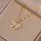 Bow pendant zircon Necklace