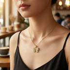 Bow pendant zircon Necklace