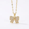 Bow pendant zircon Necklace
