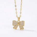 Bow pendant zircon Necklace