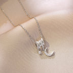 Butterfly Dolphin Moon Silver Zirconia Necklace