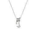 Butterfly Dolphin Moon Silver Zirconia Necklace