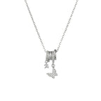 Butterfly Dolphin Moon Silver Zirconia Necklace