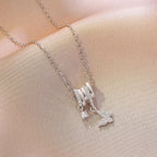 Butterfly Dolphin Moon Silver Zirconia Necklace