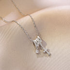 Butterfly Dolphin Moon Silver Zirconia Necklace