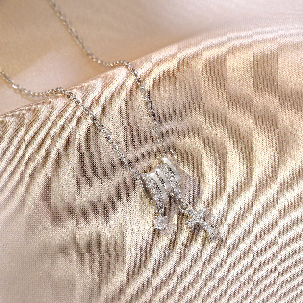 Butterfly Dolphin Moon Silver Zirconia Necklace