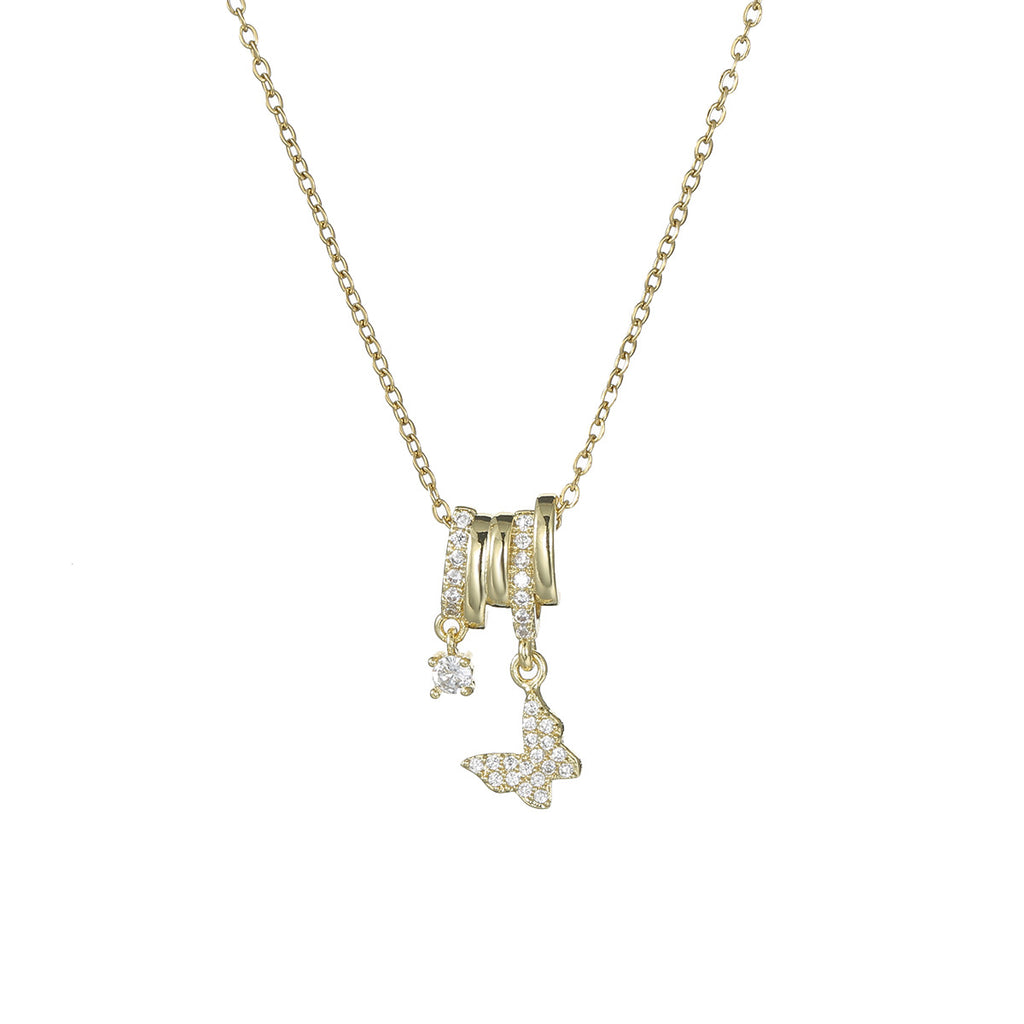 Butterfly Dolphin Moon zirconia Necklace