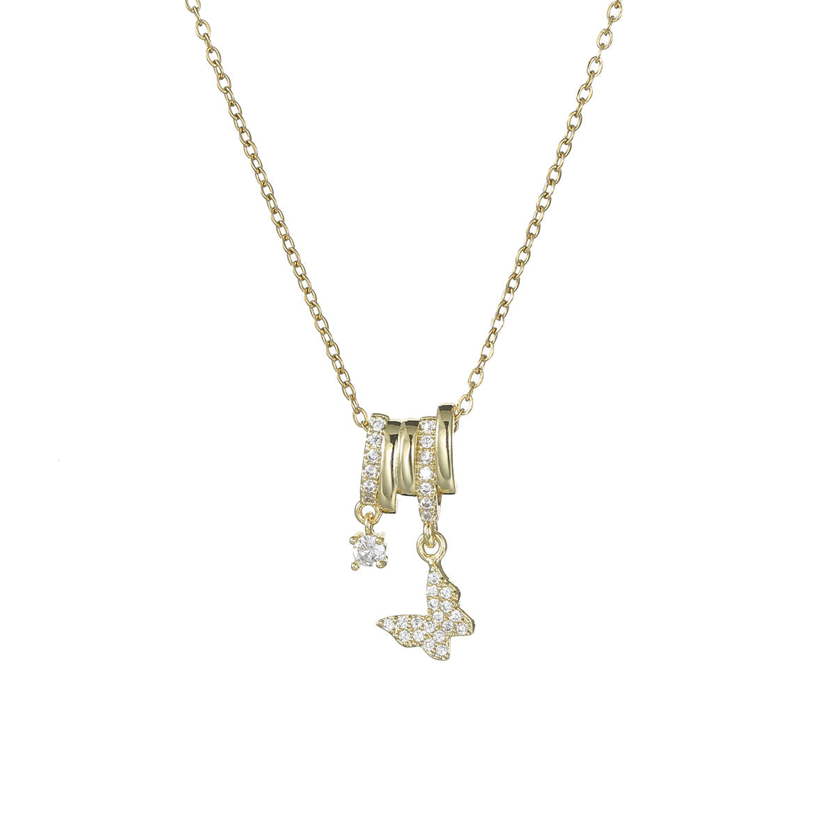 Butterfly Dolphin Moon zirconia Necklace
