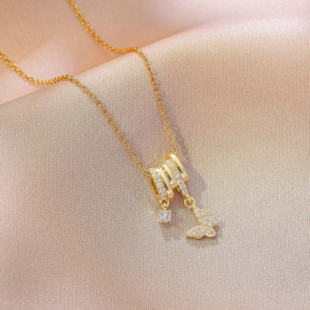Butterfly Dolphin Moon zirconia Necklace
