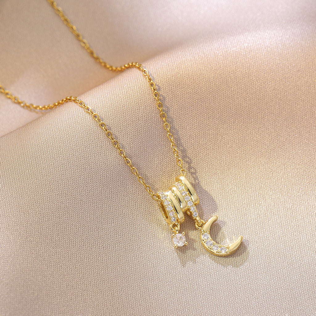 Butterfly Dolphin Moon zirconia Necklace