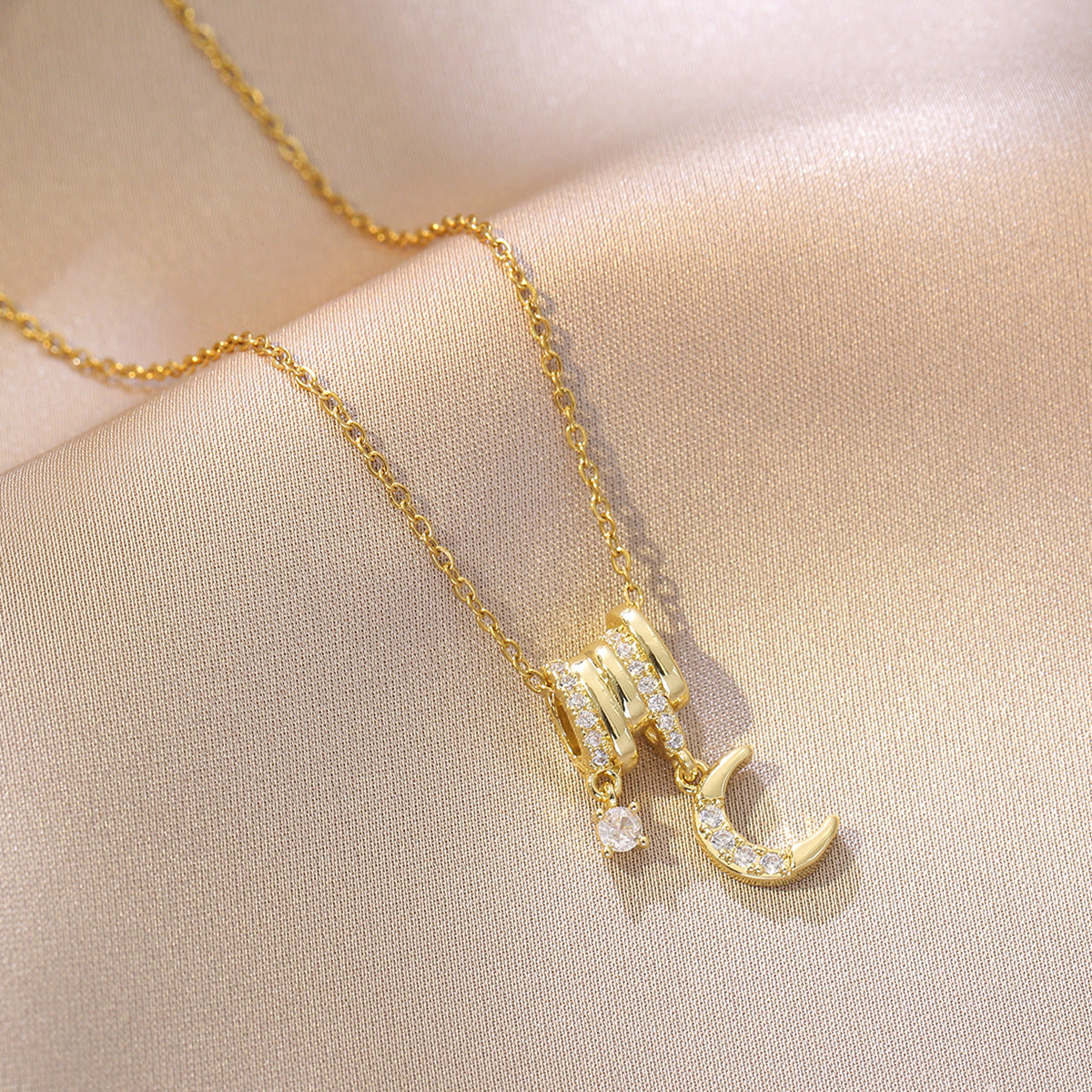 Butterfly Dolphin Moon zirconia Necklace
