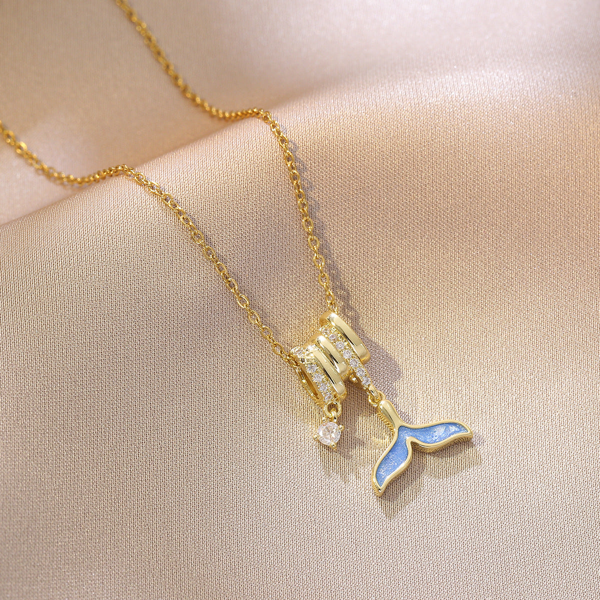 Butterfly Dolphin Moon zirconia Necklace