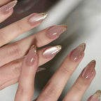Cat eye gilt press on nails