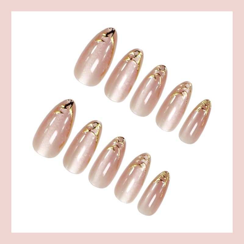 Cat eye gilt press on nails