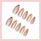 Cat eye gilt press on nails
