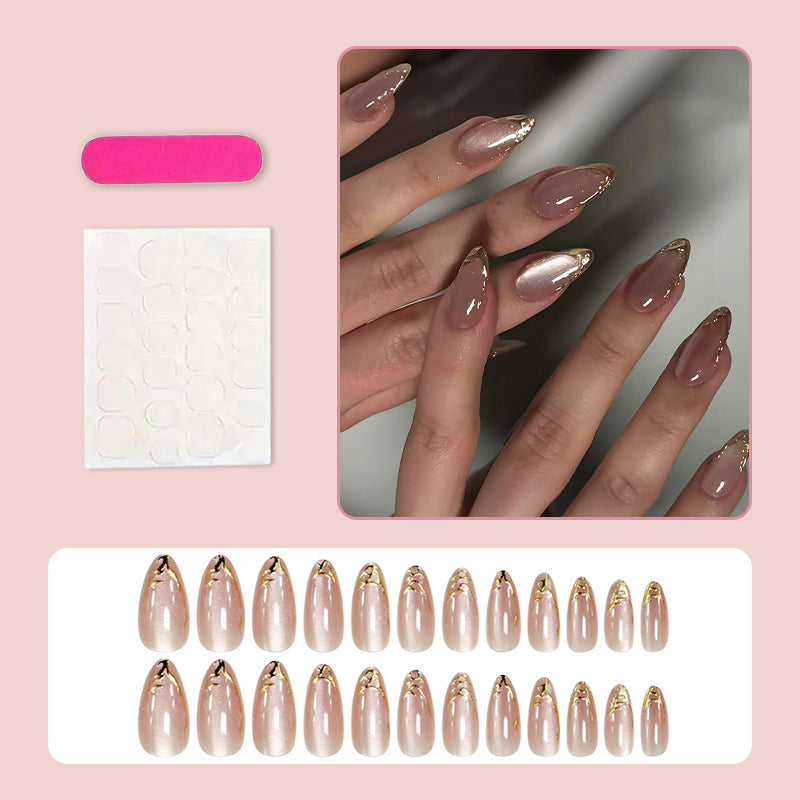 Cat eye gilt press on nails