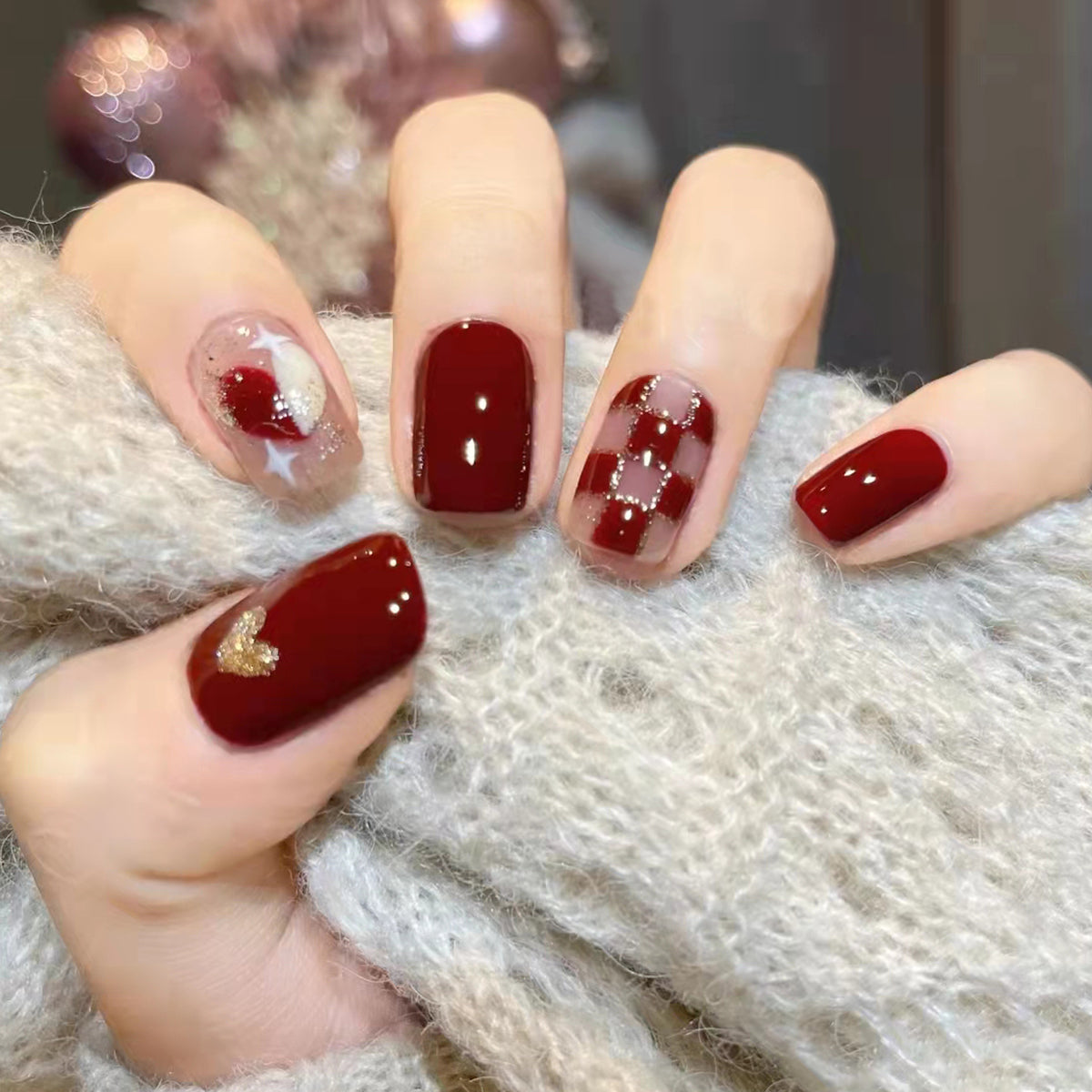 Weihnachts-Lebkuchenmann Süßigkeiten-Sterne zum Aufkleben (Press-on Nails)