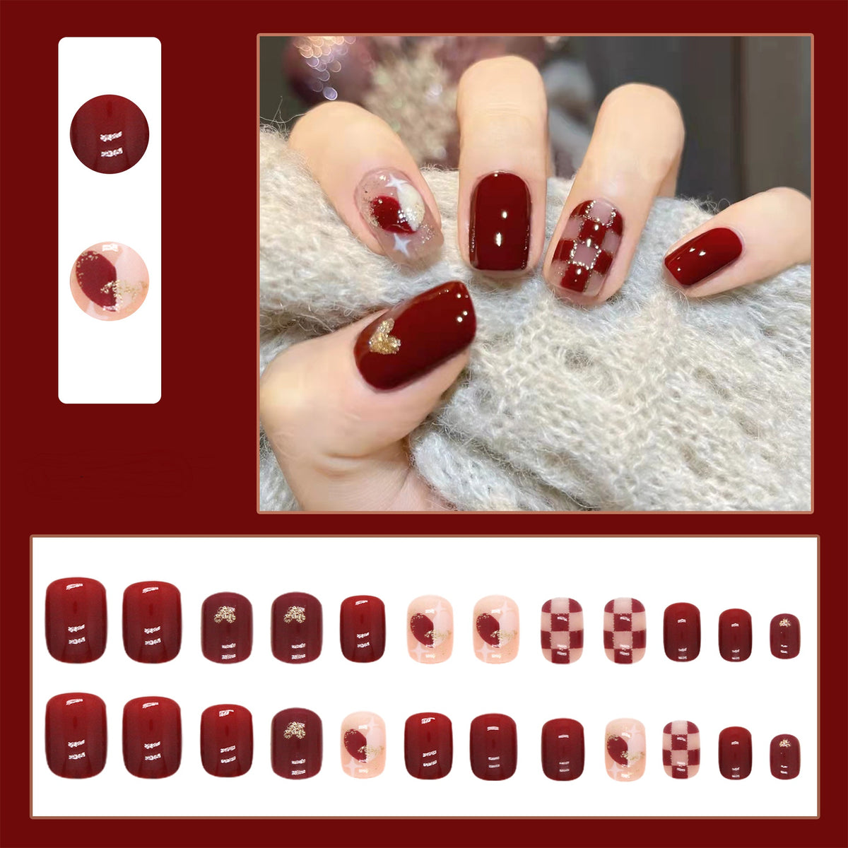 Weihnachts-Lebkuchenmann Süßigkeiten-Sterne zum Aufkleben (Press-on Nails)