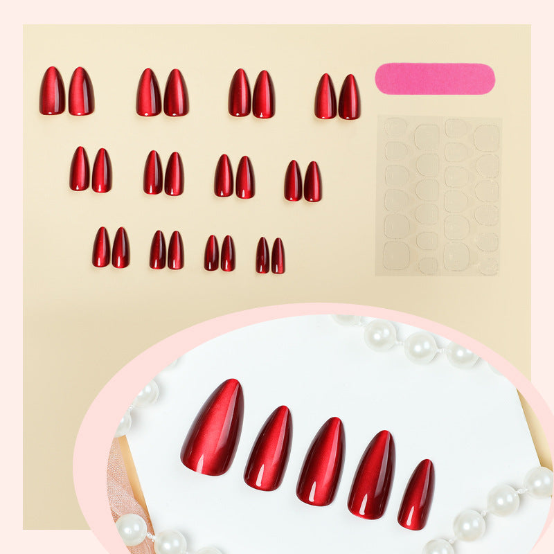 Kirsch-Cat-Eye-Press-on-Nägel
