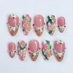 Weihnachts-Lebkuchenmann Süßigkeiten-Sterne zum Aufkleben (Press-on Nails)