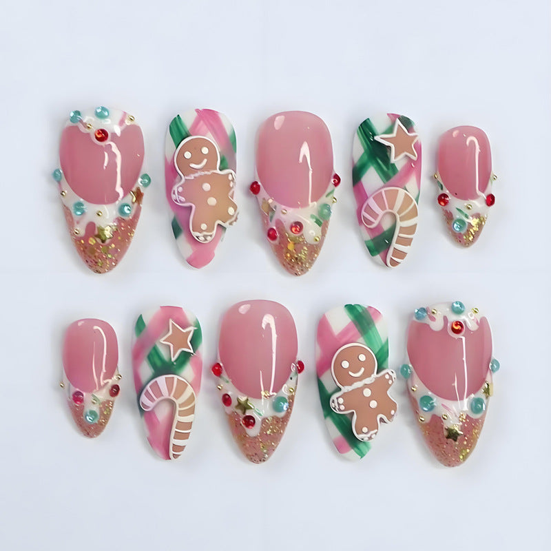 Weihnachts-Lebkuchenmann Süßigkeiten-Sterne zum Aufkleben (Press-on Nails)
