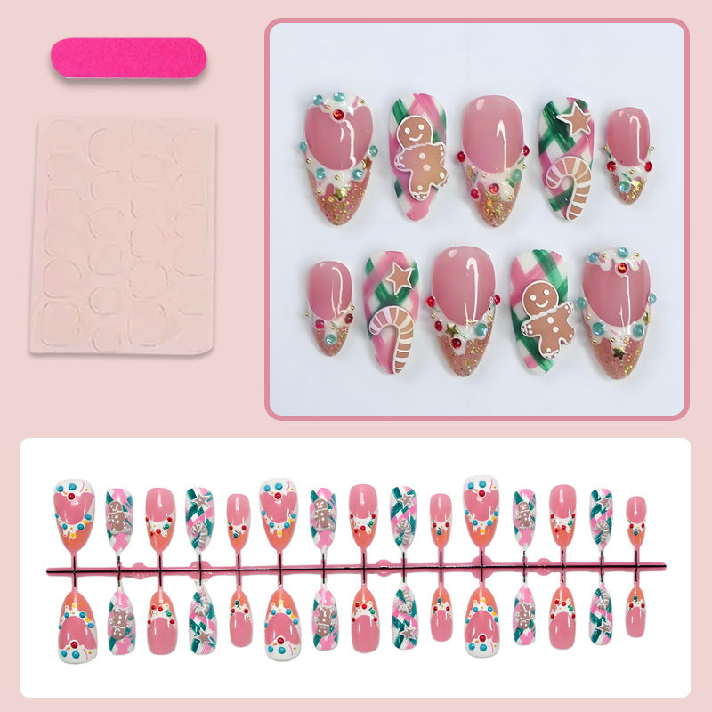 Weihnachts-Lebkuchenmann Süßigkeiten-Sterne zum Aufkleben (Press-on Nails)