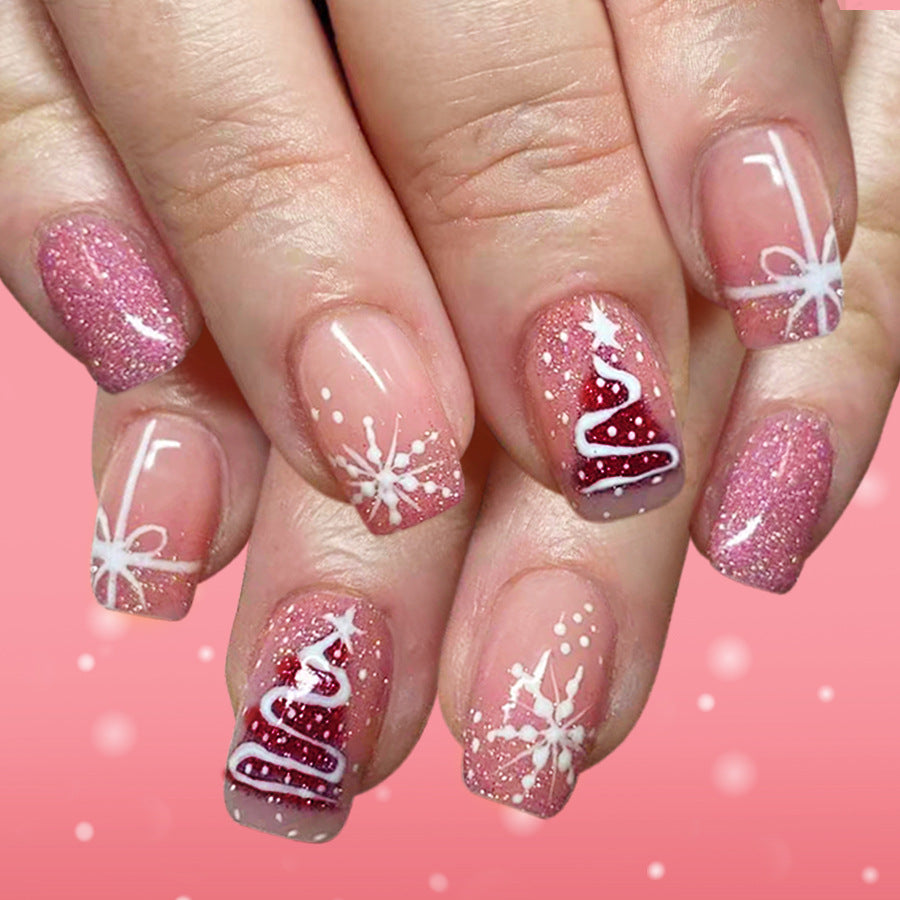 Aufklebbare Nägel mit Schleife und Diamanten
