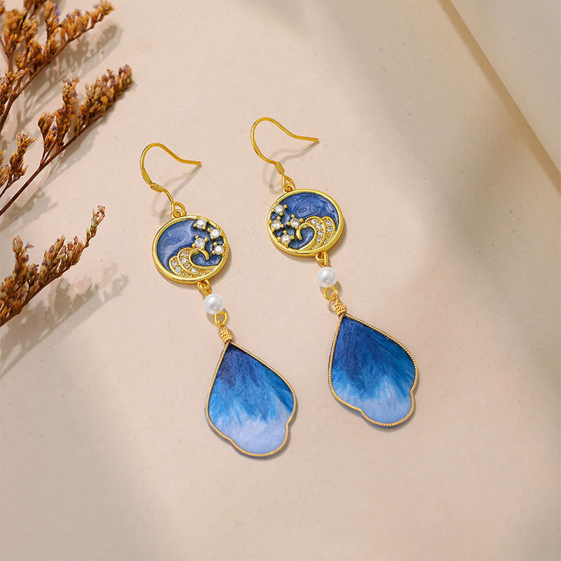 Cloisonné flower earrings