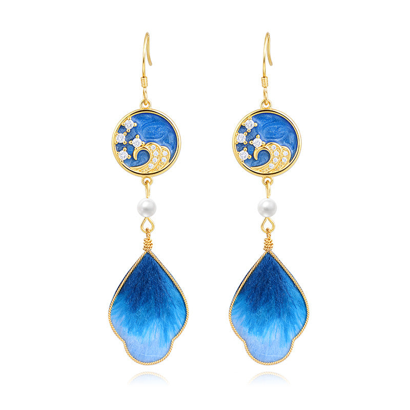 Cloisonné flower earrings