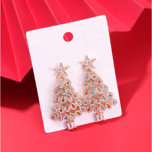 Color Diamond Christmas Tree Earrings
