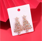 Color Diamond Christmas Tree Earrings