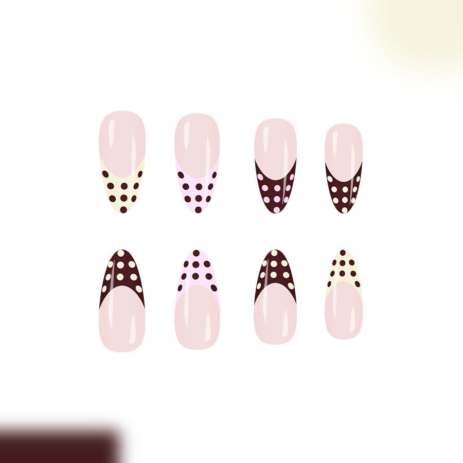 Colorful French polka dots press on nails