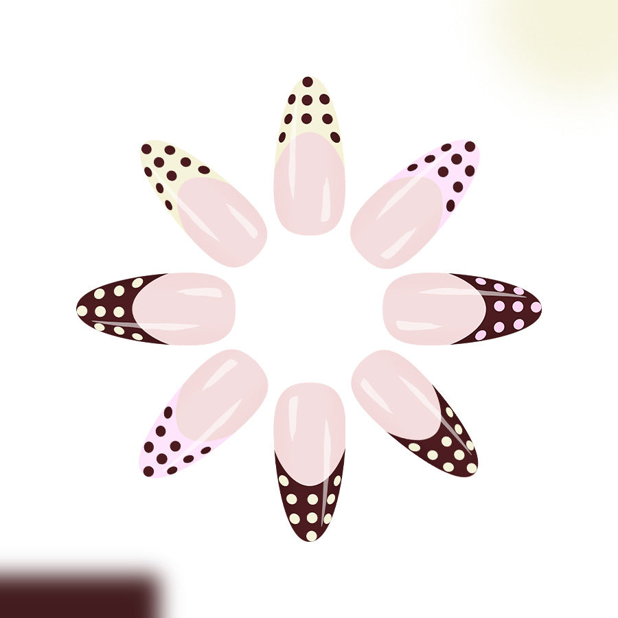 Colorful French polka dots press on nails
