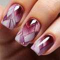 Crack Grape color glassy texture press on nails