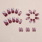 Crack Grape color glassy texture press on nails