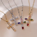 Cross Colorful zirconia Necklace