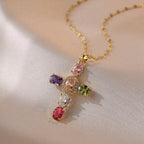 Cross Colorful zirconia Necklace