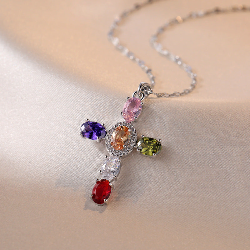 Cross Colorful zirconia Necklace
