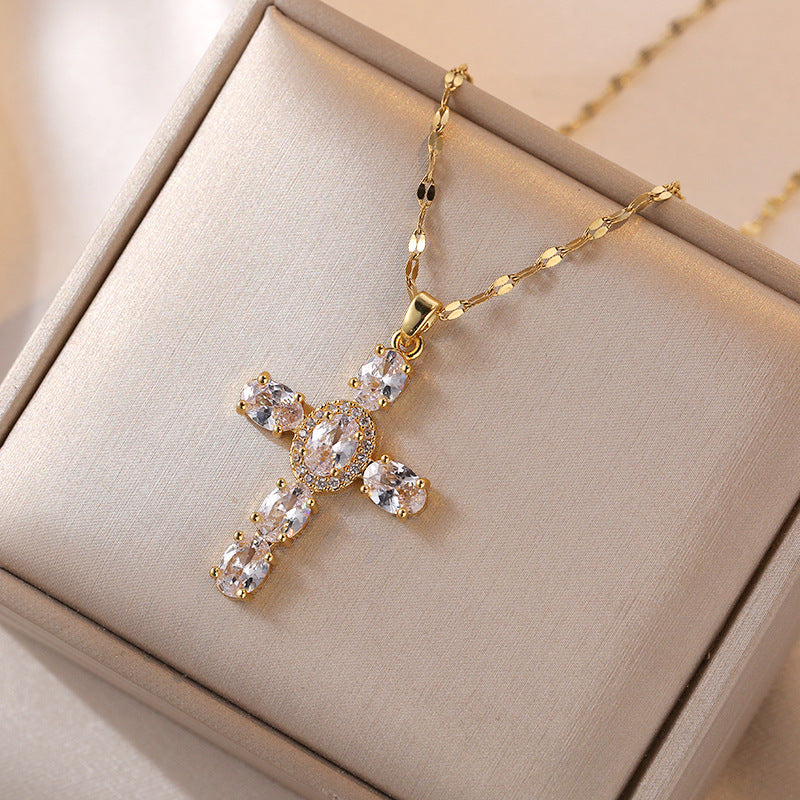 Cross Colorful zirconia Necklace