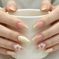 Custard polka dots press on nails