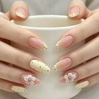 Custard polka dots press on nails
