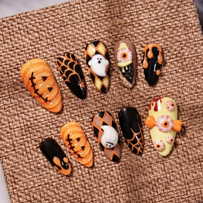 Cute pumpkin ghost press on nails