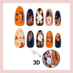 Cute pumpkin ghost press on nails