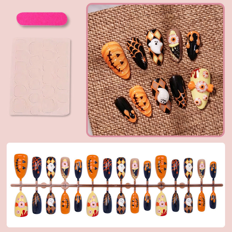 Cute pumpkin ghost press on nails