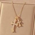 Double Cross Zircon Necklace