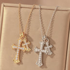 Double Cross Zircon Necklace