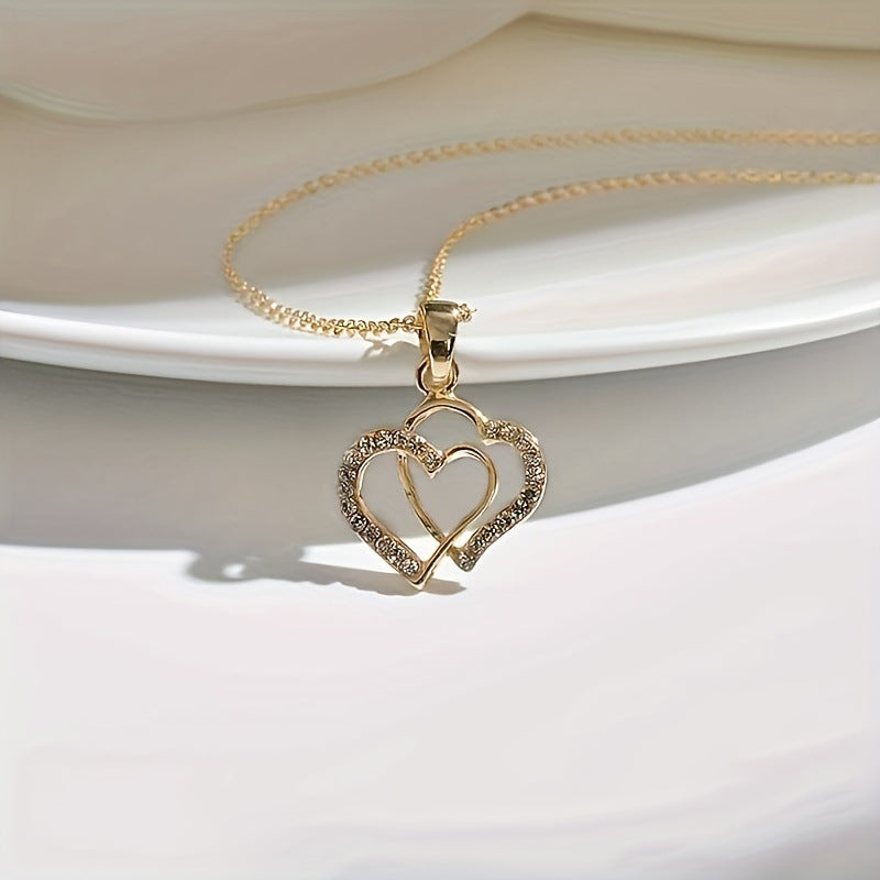 Double hearts pendant necklace