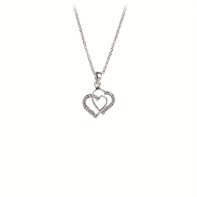 Double hearts pendant necklace